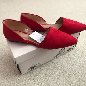 Red Pointed Flats New
